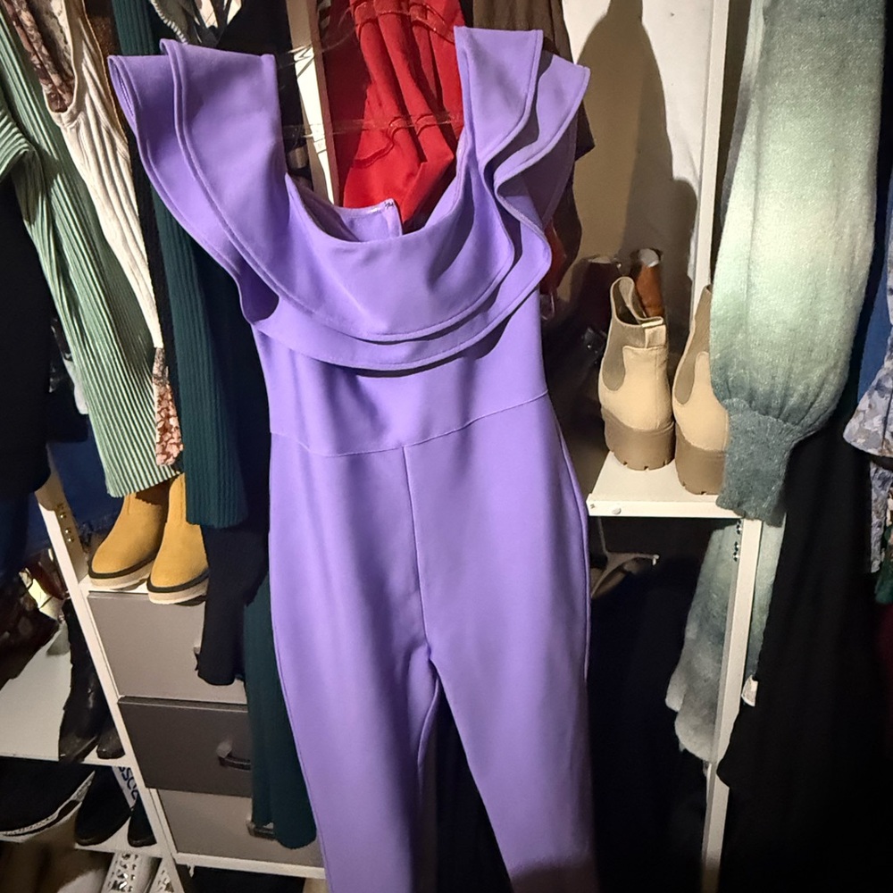 Fashion Nova Purple Ruffled Jumpsuit